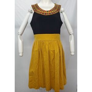 Tiana B Tribal Dress Size 10 Black Gold‎ Made USA Embroidery